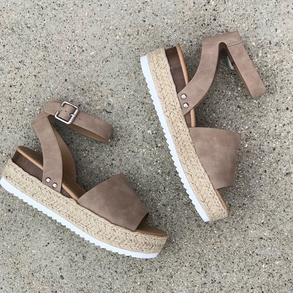 Best Seller Soda Topic Natural Espadrille Platform Sandals Nu Shuz Key West - Picture 3 of 8
